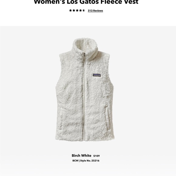 NWT Patagonia Women's Los Gatos Fleece Vest/ Birch White - Picture 4 of 5